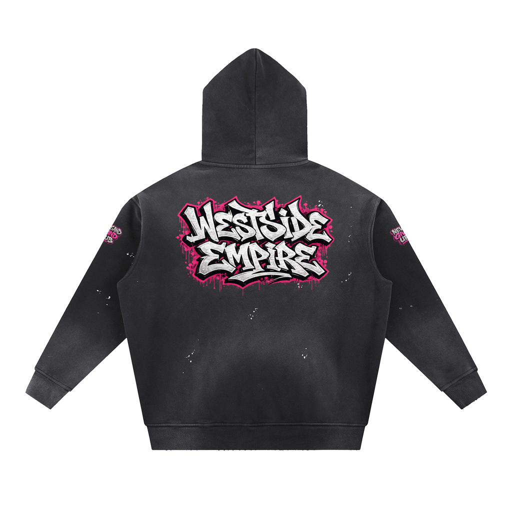 Vintage Washed Frayed Fleece Hoodie