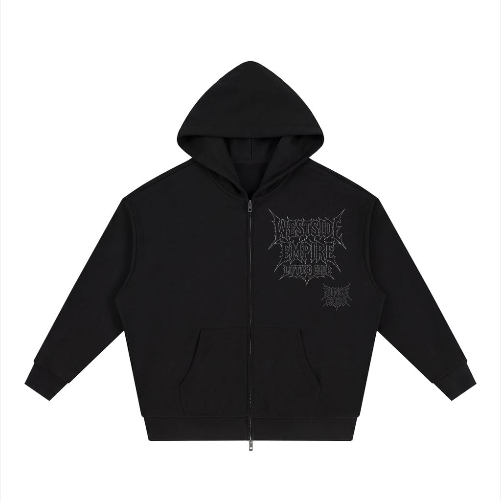 Unisex Loose Solid Full Zip Hoodie