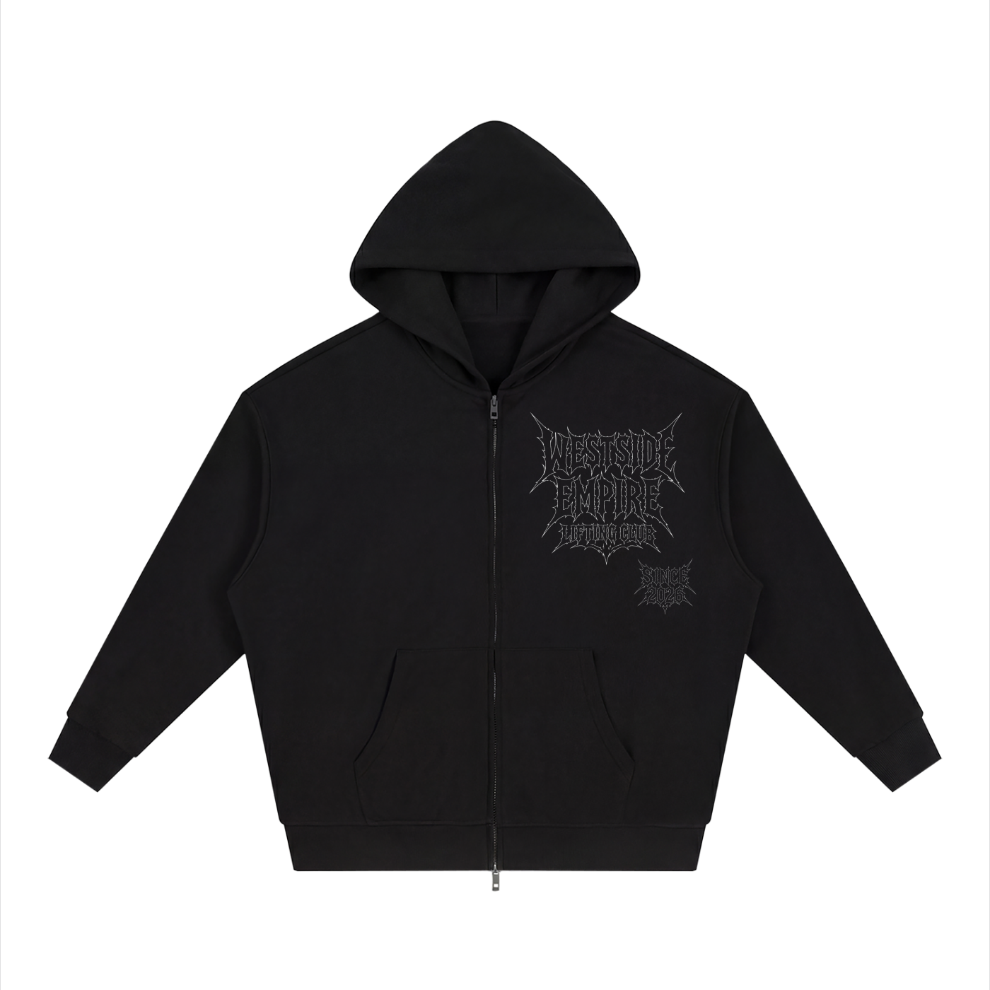 Unisex Loose Solid Full Zip Hoodie