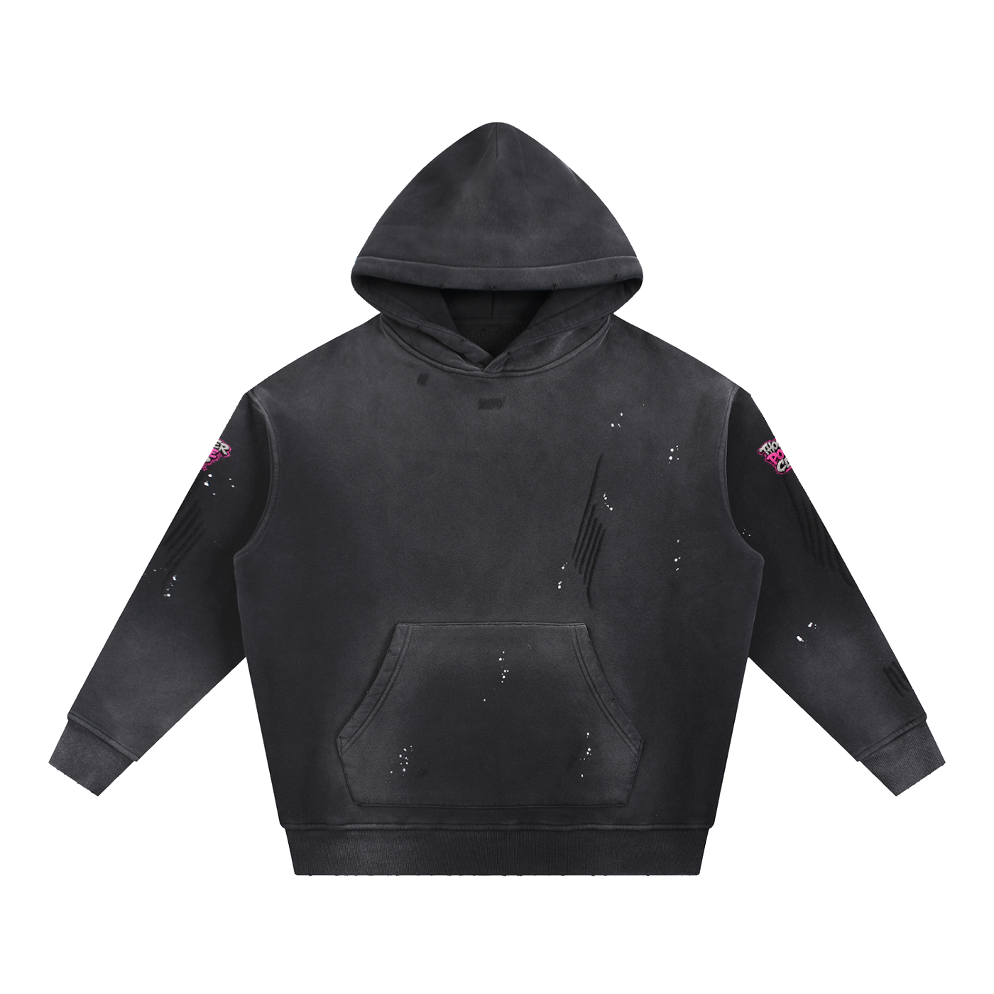 Vintage Washed Frayed Fleece Hoodie