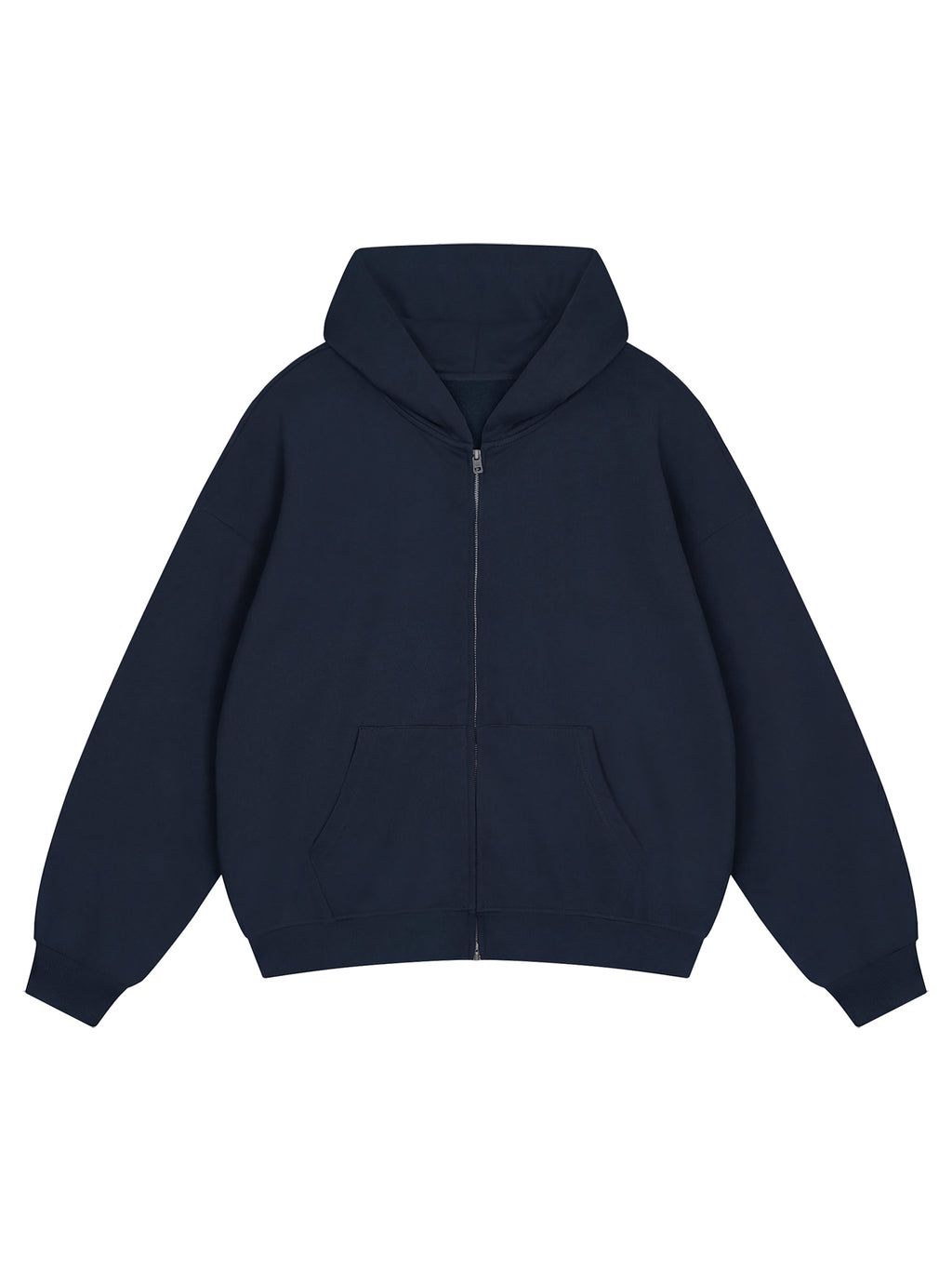 Unisex Loose Solid Full Zip Hoodie