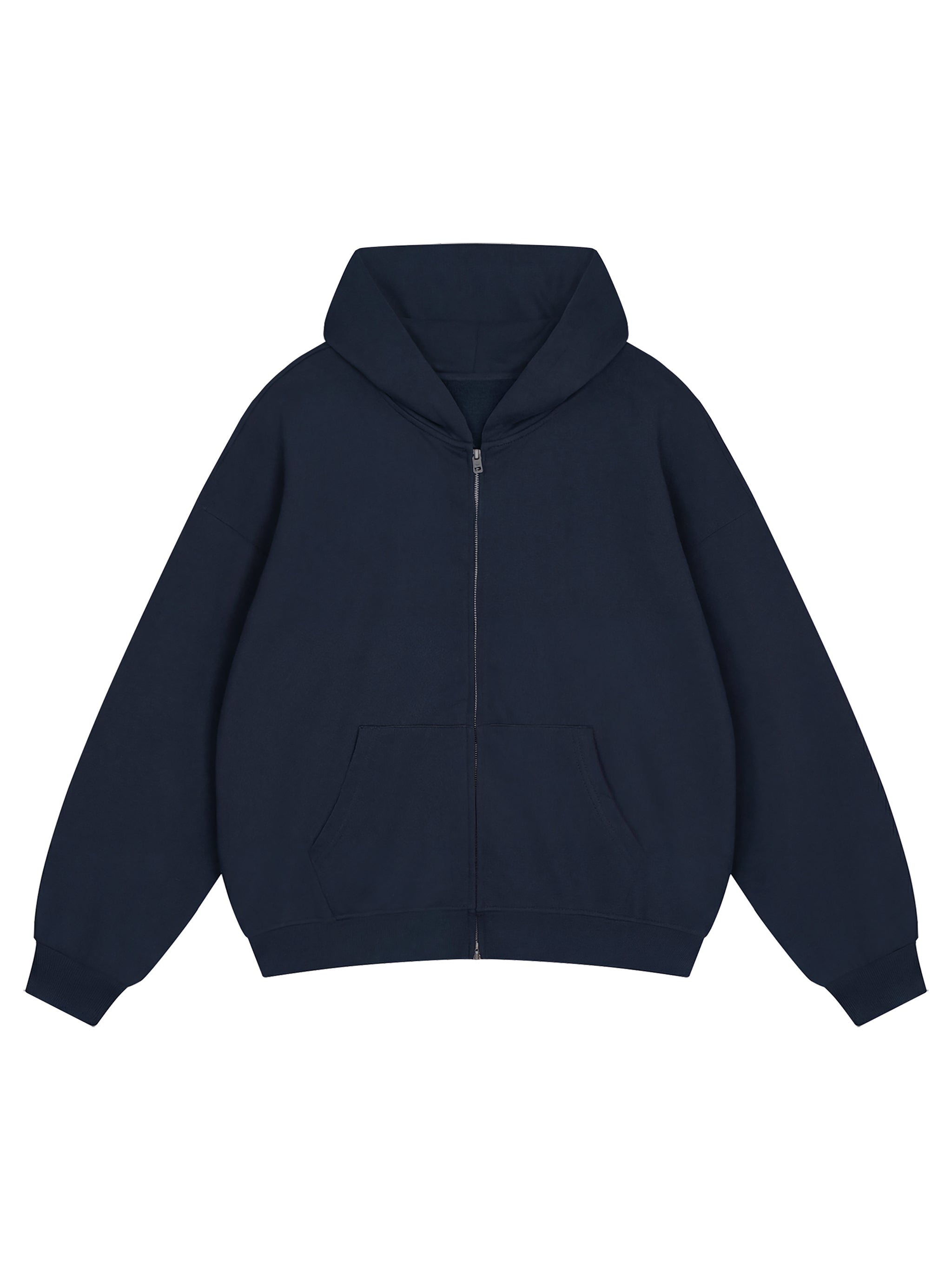 Unisex Loose Solid Full Zip Hoodie